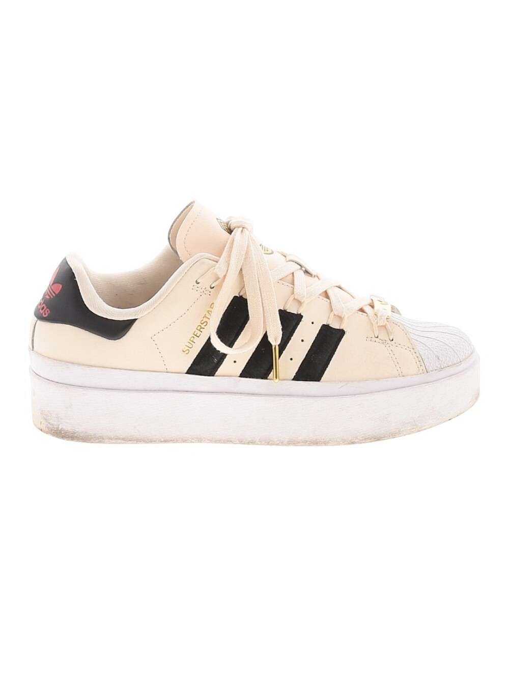 adidas Cream Platform Superstars with Black Stripes